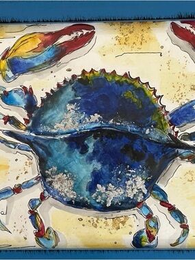 Vibrant Blue Crab Coastal Art Print by